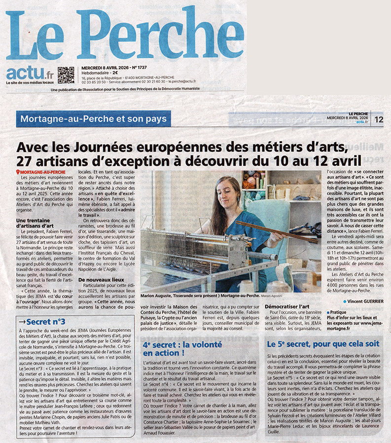 Journal Le Perche, 8 avril 2026, JEMA 2026 à Moratagne-au-Perche